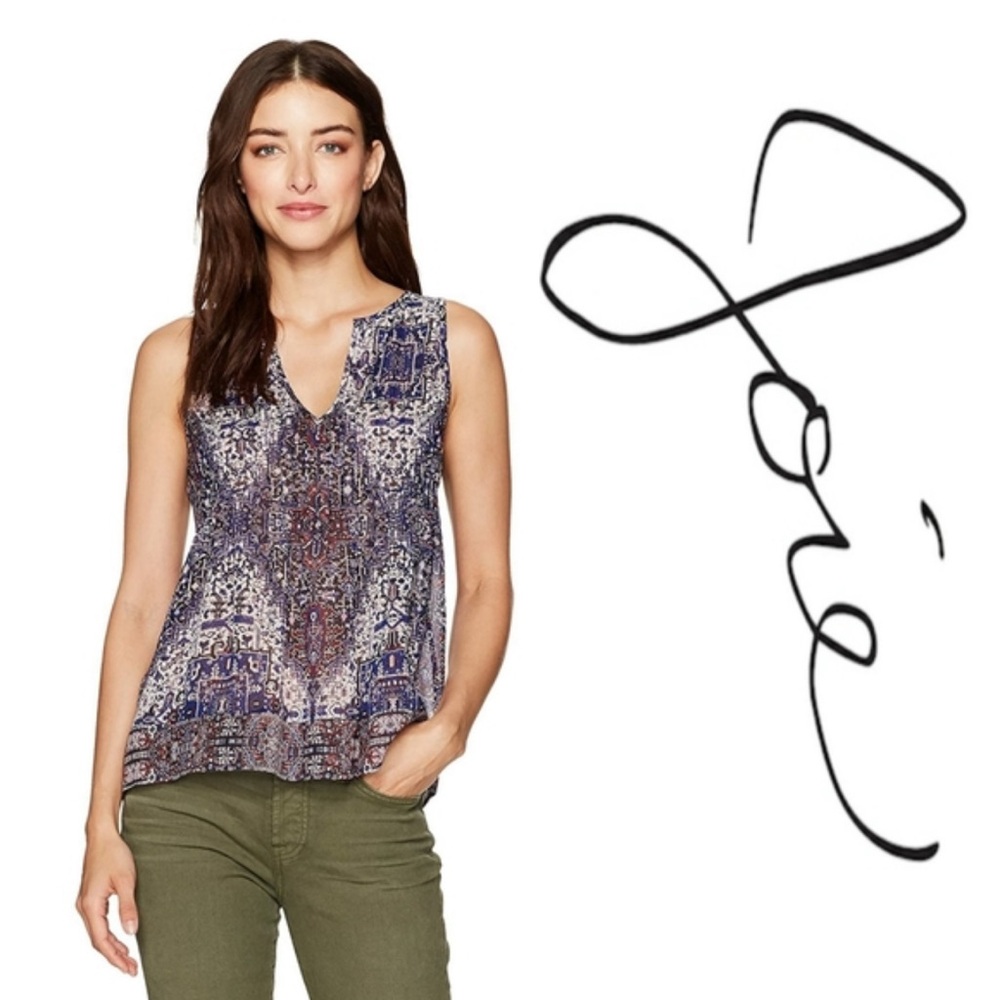 Joie Sheer Boho Patterned Sleeveless Tank Top